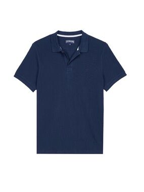 Vilebrequin Navy Palatin Organic Cotton Pique Short Sleeve Polo Shirt